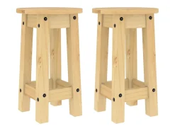 Juego de 2 taburetes de bar de madera maciza de pino