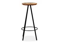 Juego de 4 taburetes de bar de madera maciza recuperada