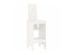 Juego de 2 Taburetes de cocina madera maciza pino blanco 40x42x120cm ES37207