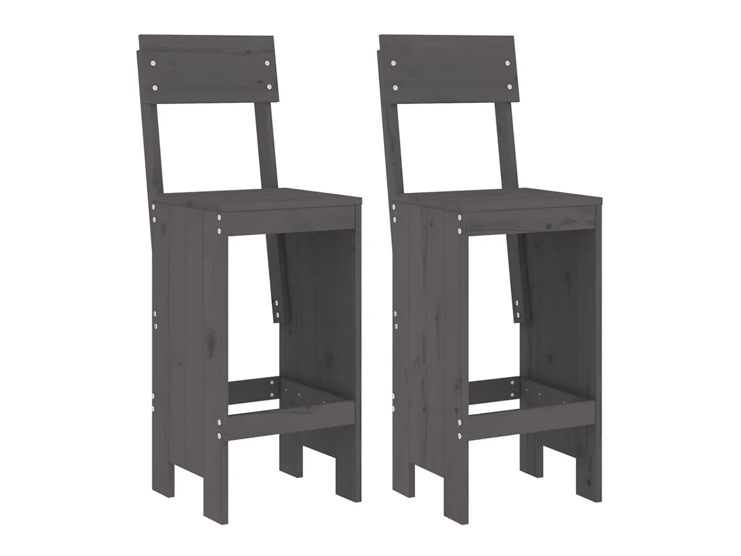 Juego de 2 Taburetes de cocina madera de pino gris 40x48,5x115,5 cm ES29267