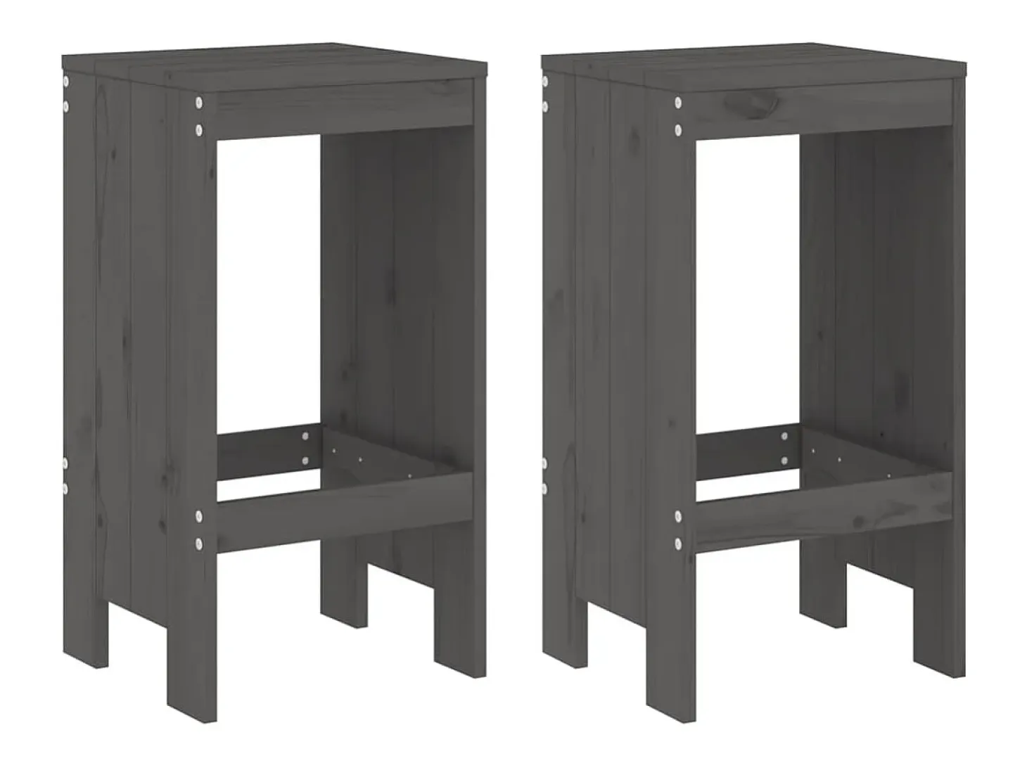 Juego de 2 Taburetes de cocina madera maciza pino gris 40x36x75 cm ES94144