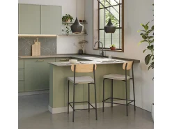 Juego de 2 taburetes de madera con asiento acolchado 41x48 h94 cm