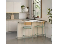 Juego de 2 taburetes de madera con asiento acolchado 41x48 h94 cm