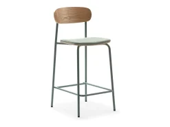 Juego de 2 taburetes de madera con asiento acolchado 41x48 h94 cm