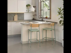 Juego de 2 taburetes de madera con asiento acolchado 41x48 h94 cm
