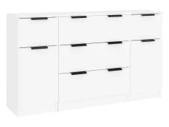 Juego de aparador de 3 piezas, madera de ingeniería blanca