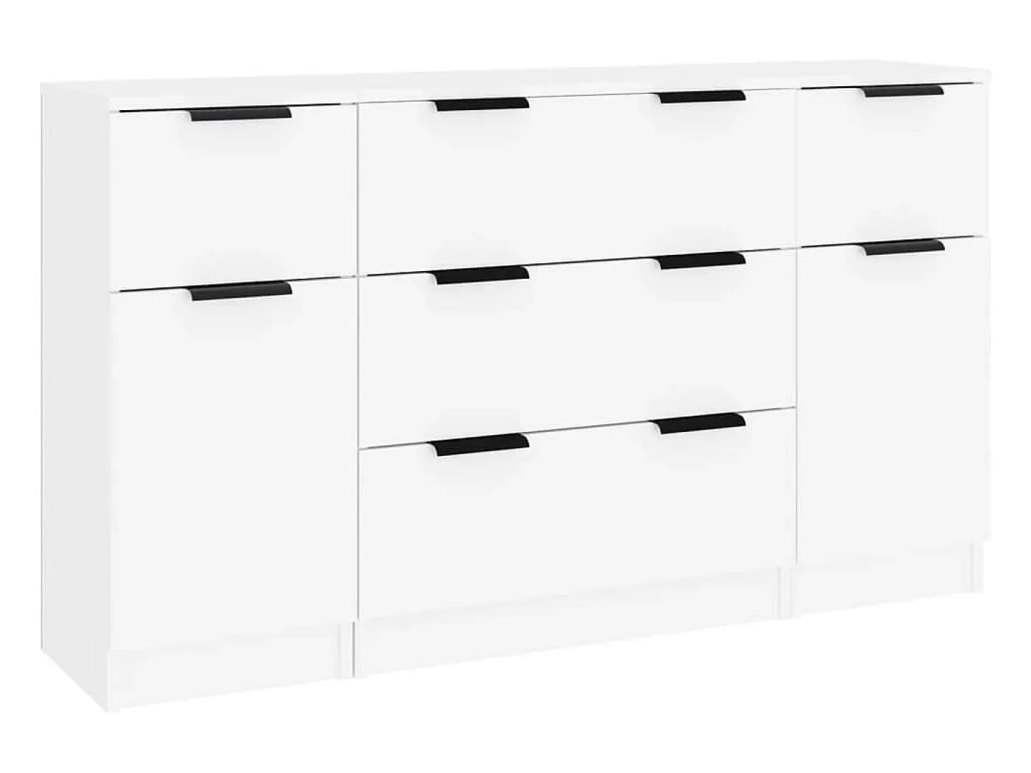 Juego de aparador de 3 piezas, madera de ingeniería blanca