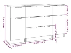 Juego de aparador de 3 piezas, madera de ingeniería blanca