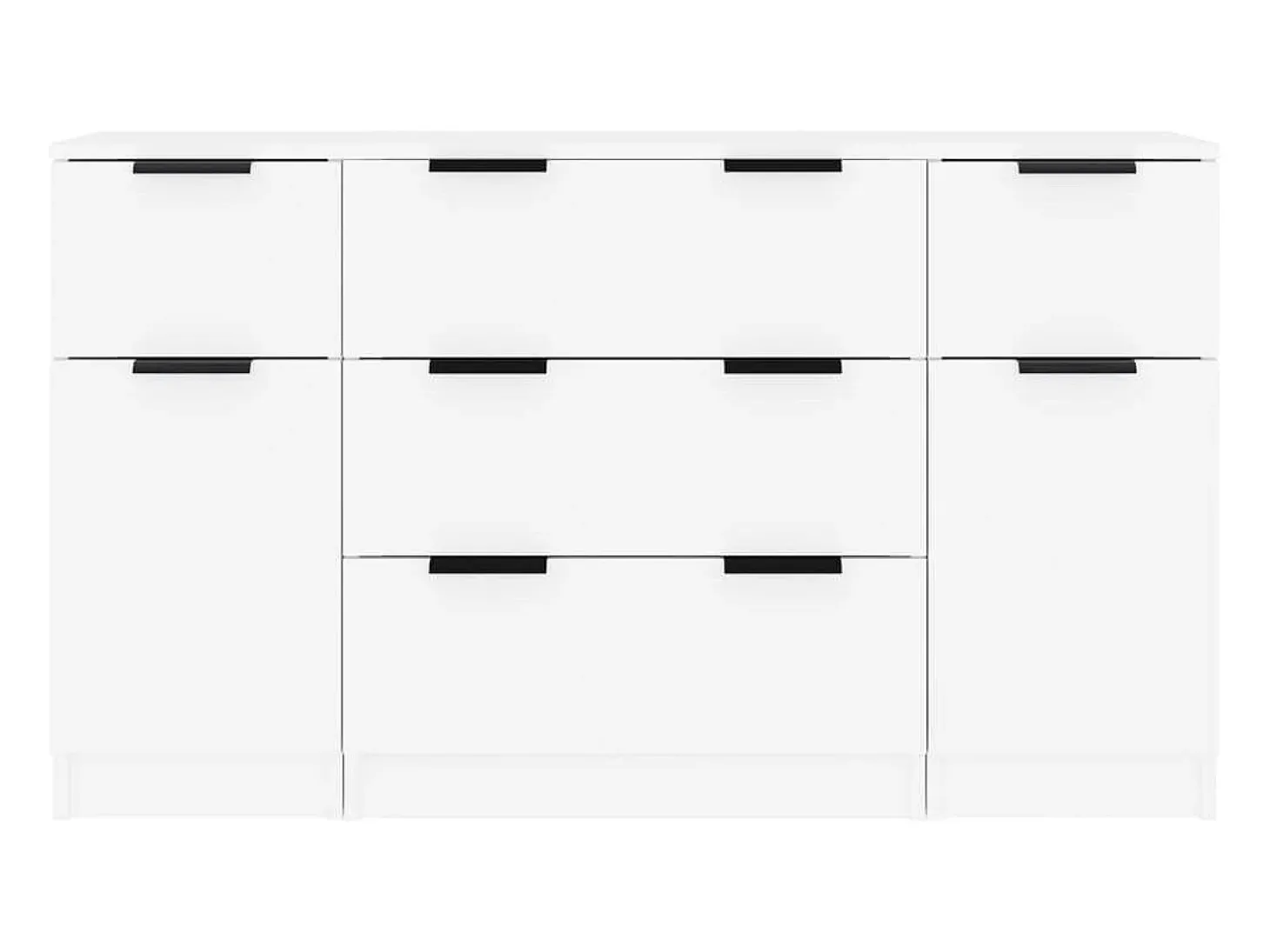 Juego de aparador de 3 piezas, madera de ingeniería blanca