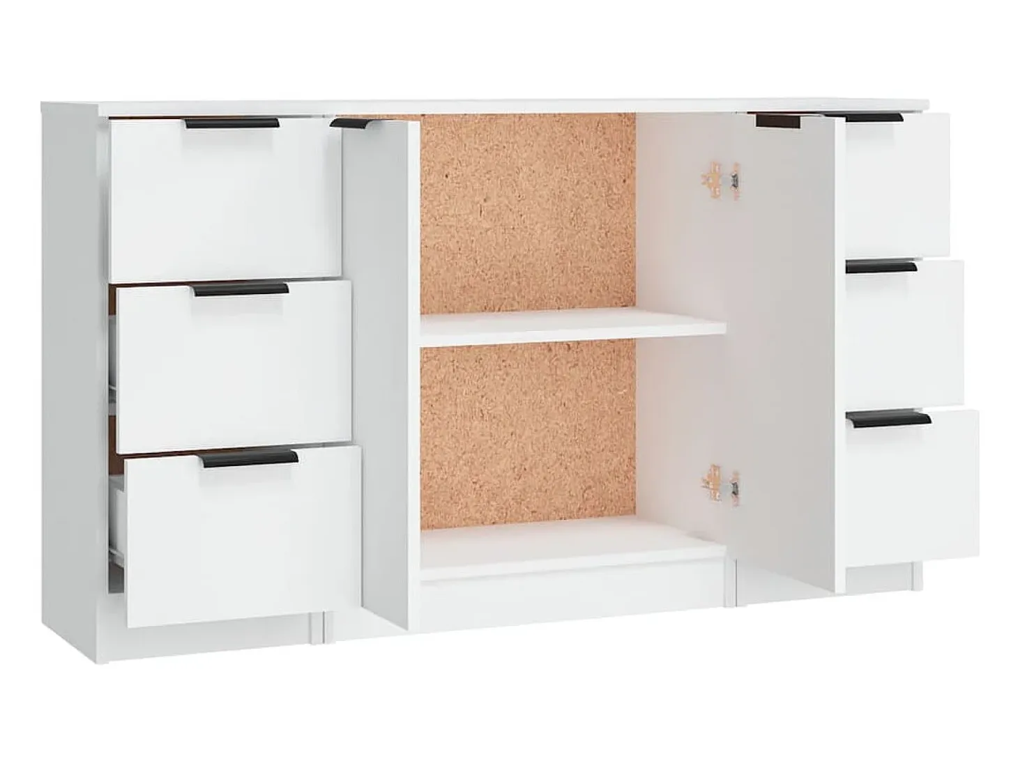 Juego de aparador de 3 piezas, madera de ingeniería blanca