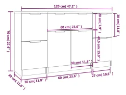 Juego de aparador de 3 piezas, madera de ingeniería blanca