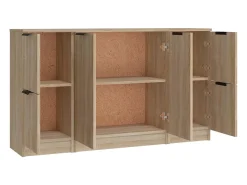 Juego de buffet de 3 piezas de madera de ingeniería de roble Sonoma