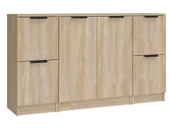Juego de buffet de 3 piezas de madera de ingeniería de roble Sonoma