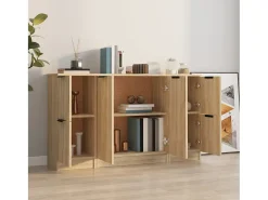 Juego de buffet de 3 piezas de madera de ingeniería de roble Sonoma