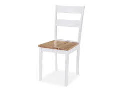 Juego de comedor de MDF y madera de caucho 3 piezas blanco