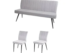 Juego de comedor MCW-K16 (3 piezas), gris claro