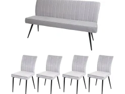 Juego de comedor MCW-K16 (5 piezas), gris claro