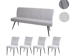 Juego de comedor MCW-K16 (5 piezas), gris claro