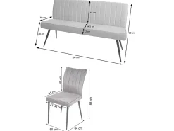 Juego de comedor MCW-K16 (5 piezas), gris claro