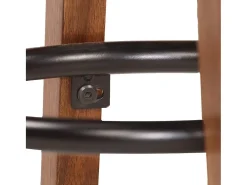 Juego de dos taburetes de bar de diseño asiento de silla madera de acacia piel auténtica 1202112