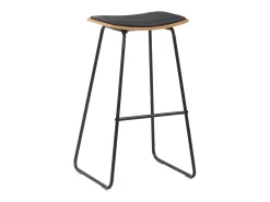 Juego de dos taburetes de bar de diseño asiento sintético negro estructura de acero 1202099