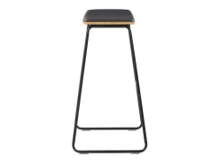 Juego de dos taburetes de bar de diseño asiento sintético negro estructura de acero 1202099