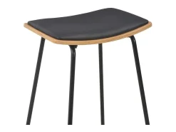 Juego de dos taburetes de bar de diseño asiento sintético negro estructura de acero 1202099