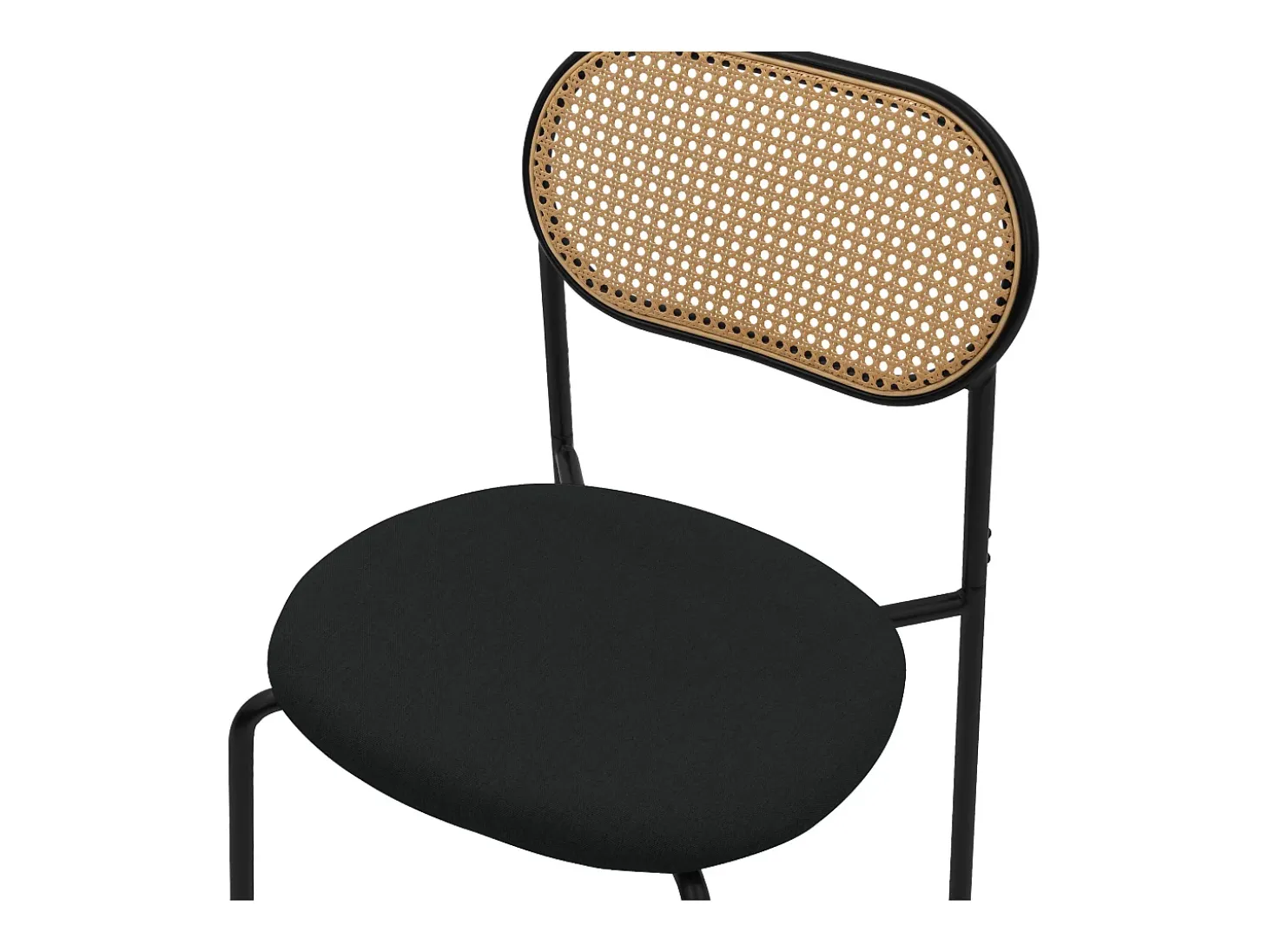 Juego de 2x Sillas de comedor/salón tapizadas negro asiento con respaldo curvado