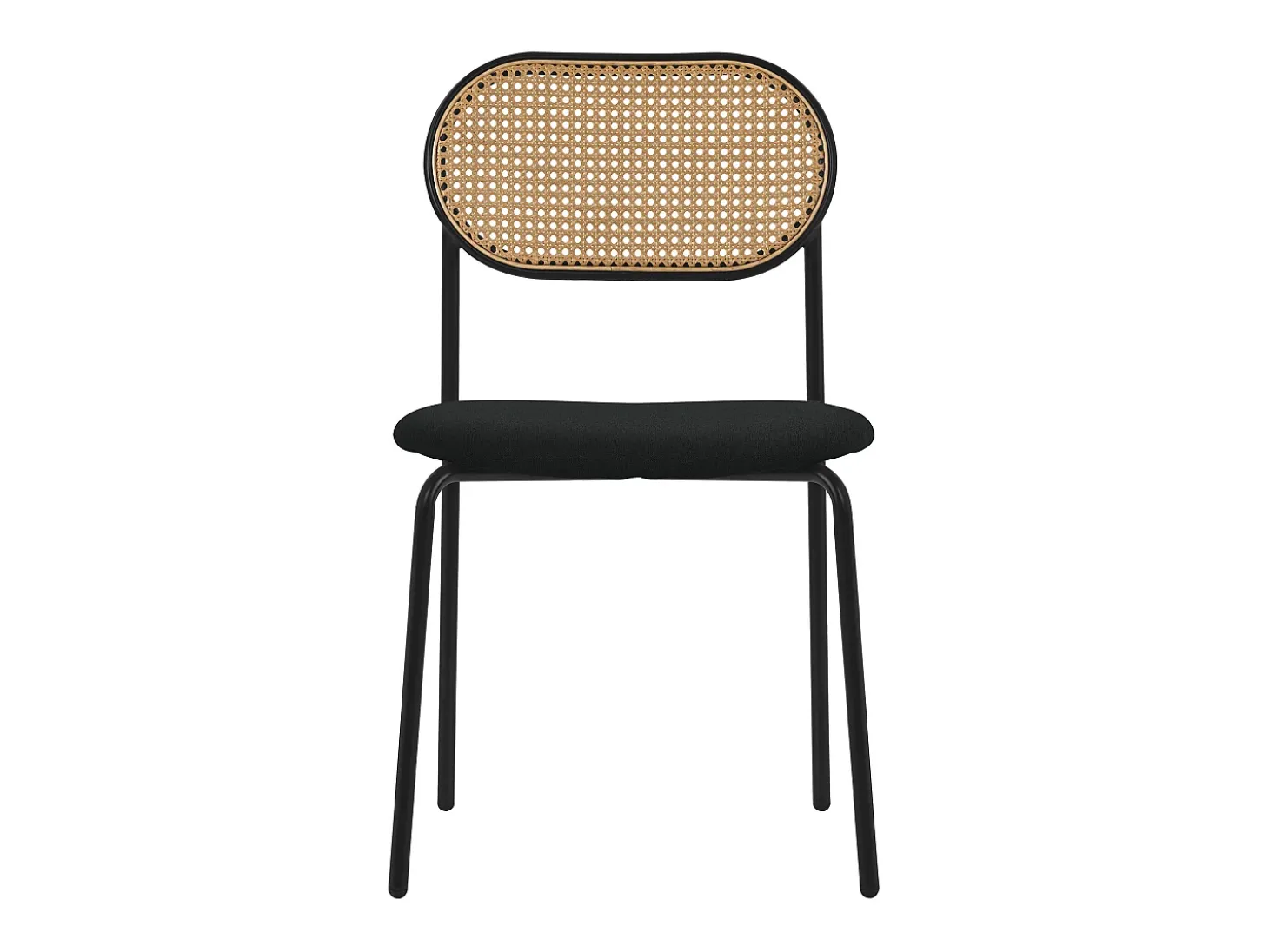 Juego de 2x Sillas de comedor/salón tapizadas negro asiento con respaldo curvado