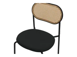 Juego de 4x Sillas de comedor/salón tapizadas negro asiento con respaldo curvado