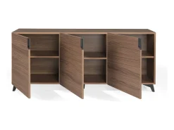 Kalieto Aparador de 3 puertas de madera marrón con patas de acero negro 180 cm