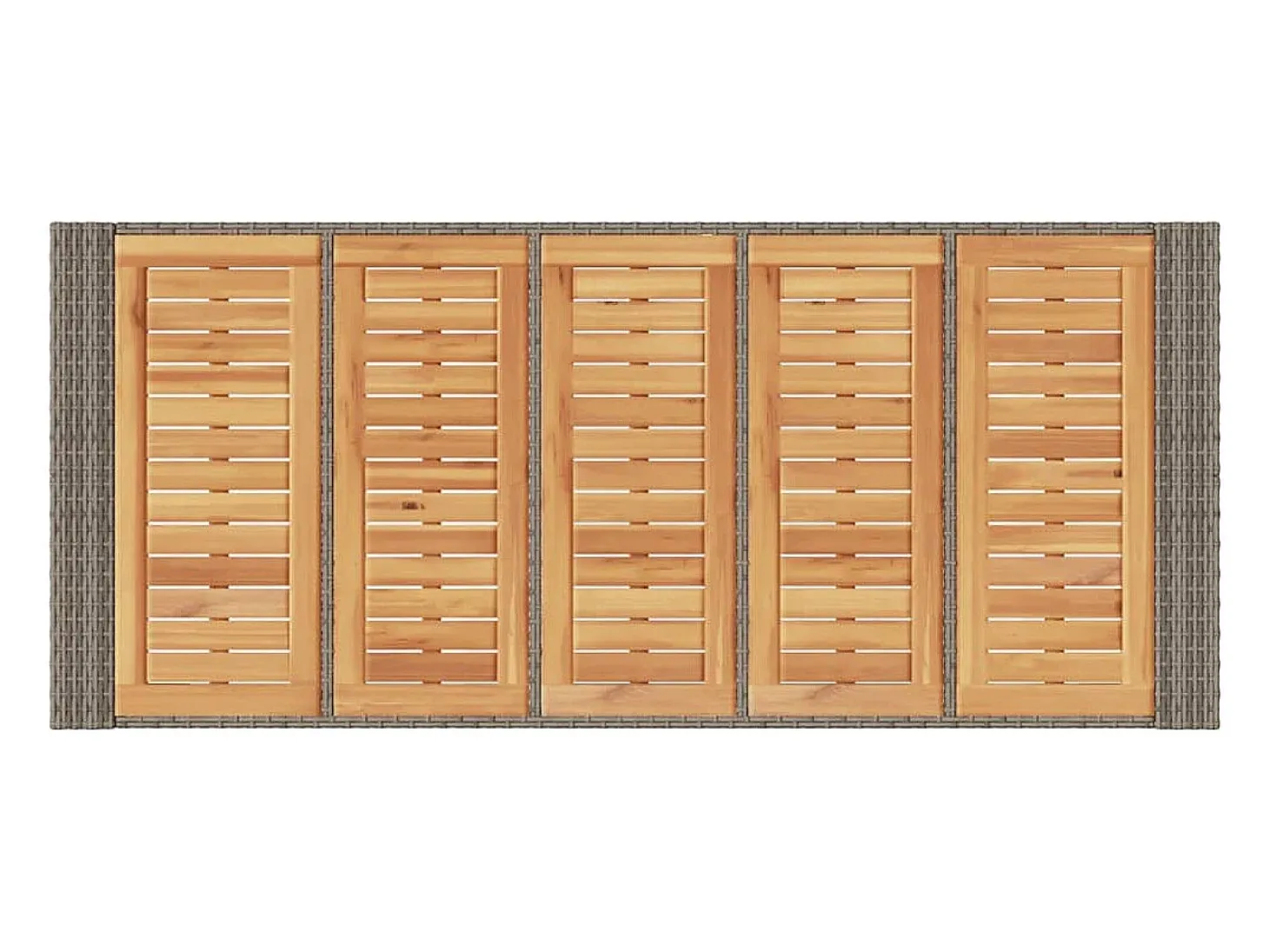 Karaca Mesa alta jardín superficie madera ratán PE gris 185x80x110 cm