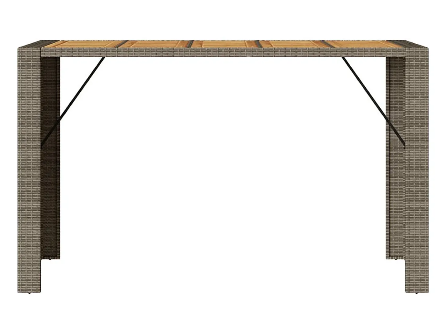 Karaca Mesa alta jardín superficie madera ratán PE gris 185x80x110 cm