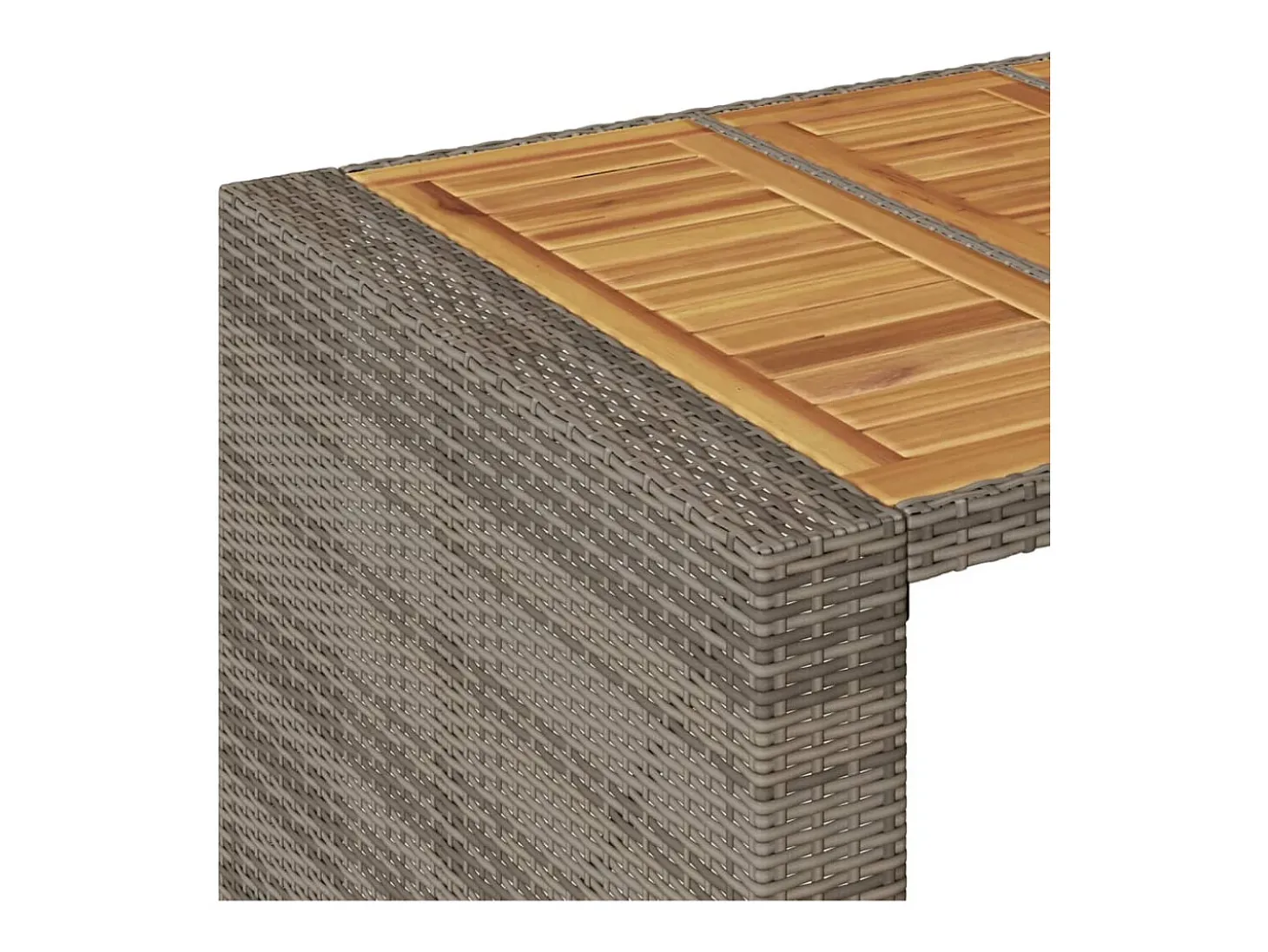 Karaca Mesa alta jardín superficie madera ratán PE gris 185x80x110 cm