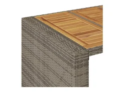 Karaca Mesa alta jardín superficie madera ratán PE gris 105x80x110 cm