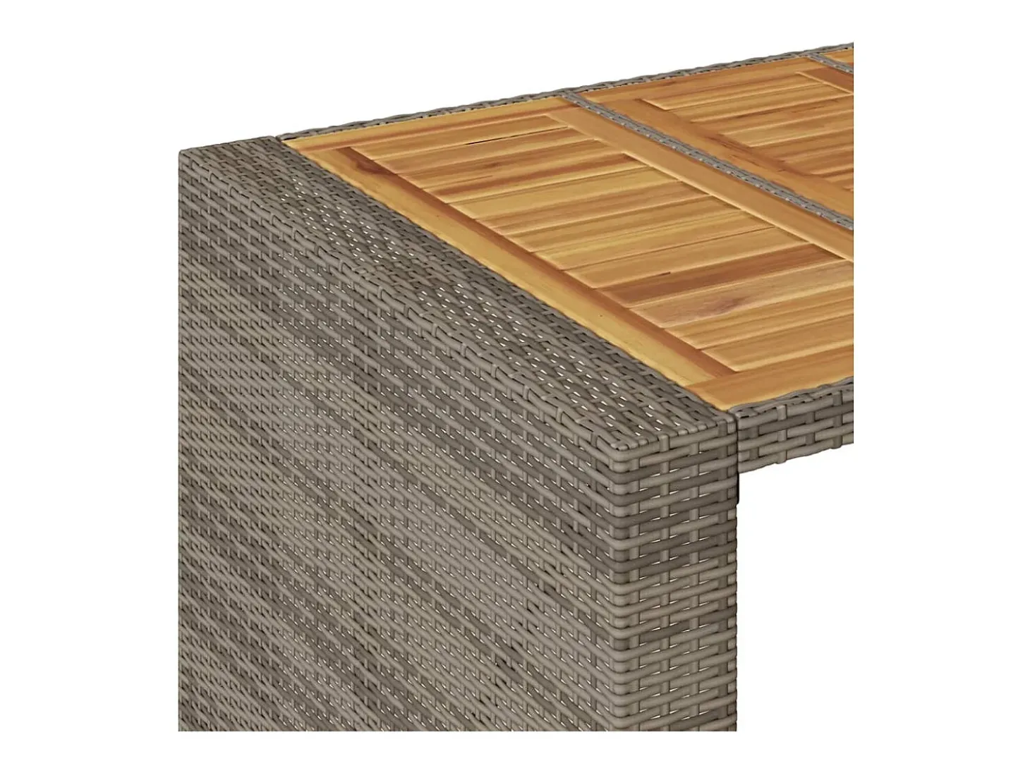 Karaca Mesa alta jardín superficie madera ratán PE gris 105x80x110 cm