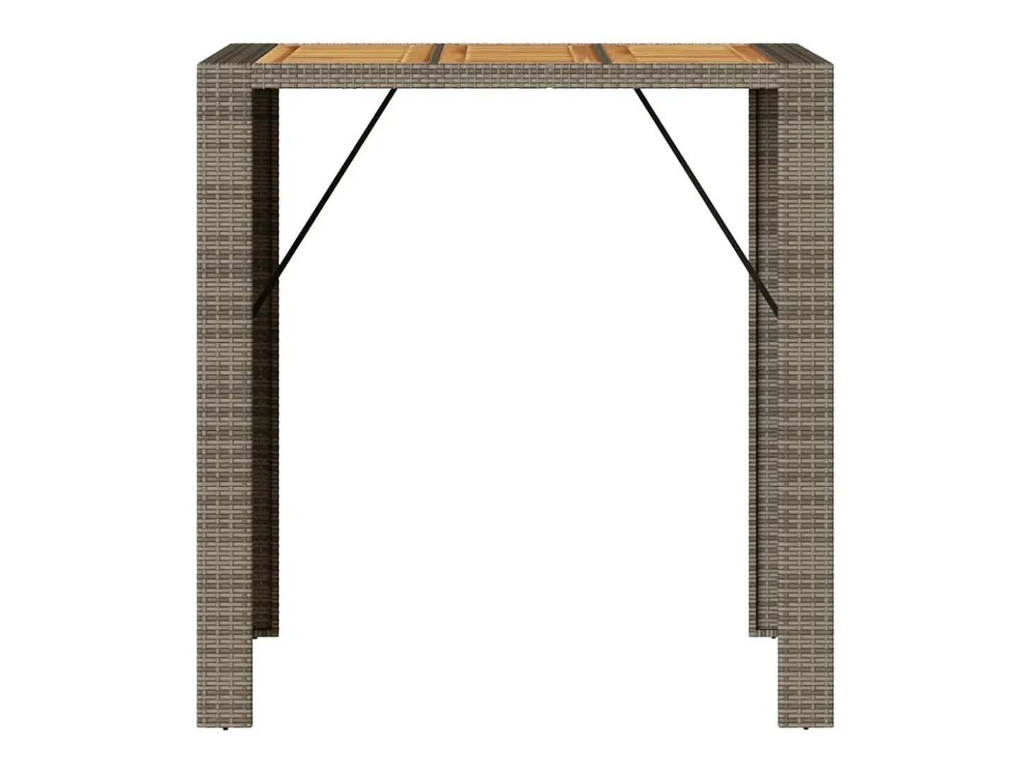 Karaca Mesa alta jardín superficie madera ratán PE gris 105x80x110 cm
