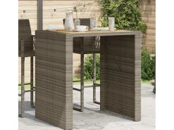 Karaca Mesa alta jardín superficie madera ratán PE gris 105x80x110 cm
