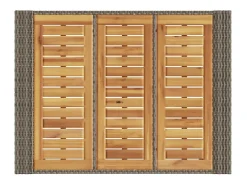Karaca Mesa alta jardín superficie madera ratán PE gris 105x80x110 cm