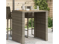 Karaca Mesa alta jardín superficie madera ratán PE gris 105x80x110 cm