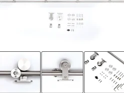 Kit instalacion puerta corredera acero inoxidable ø2,5x200 cm HOMCOM