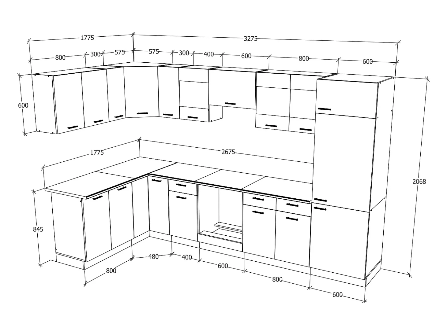 Kitchenette Esilo Blanco / Antracita AL. 207 x AN. 505 x. P. 60 cm