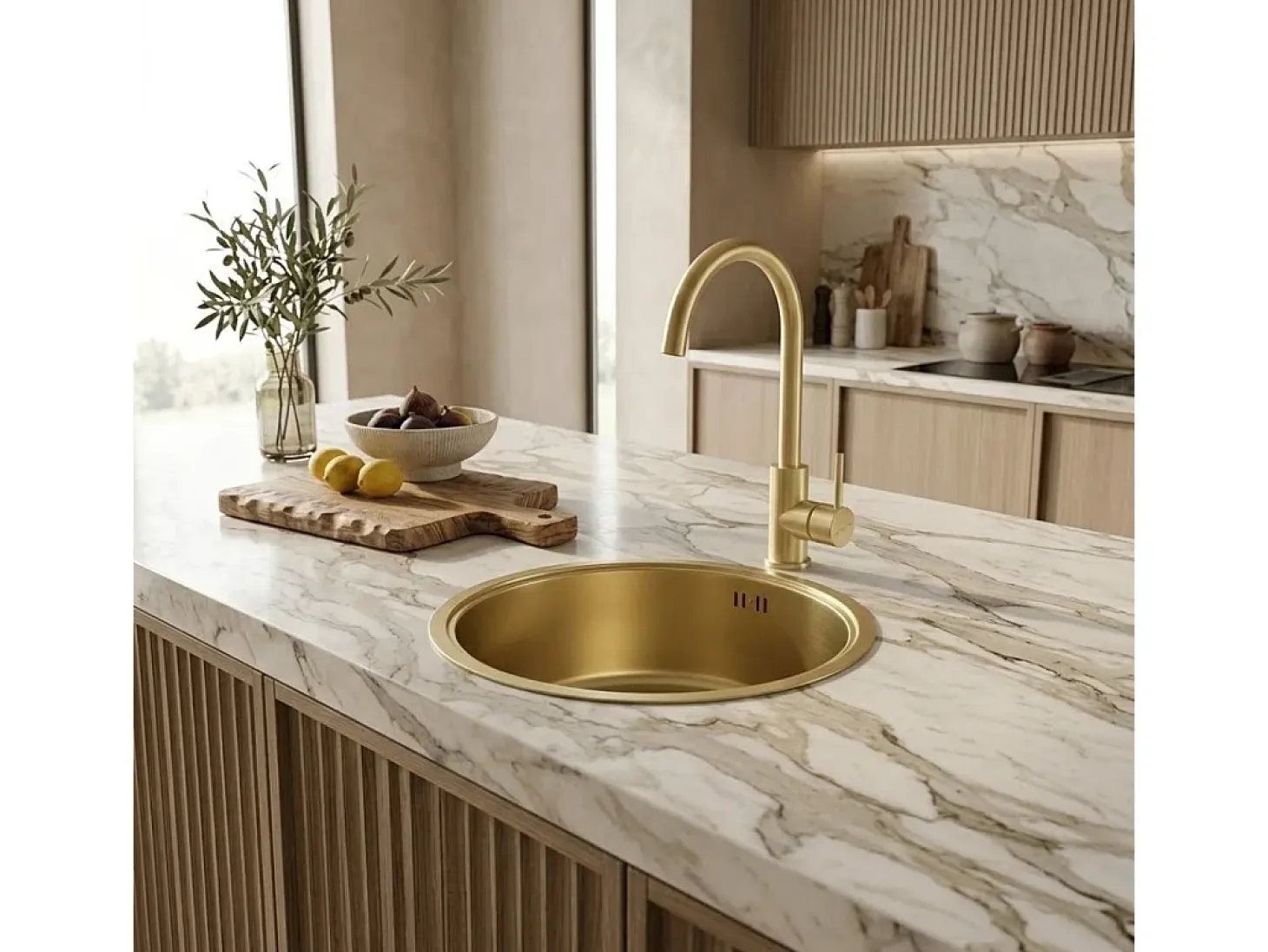Kiwo mezclador para fregadero oro cepillado Essebagno