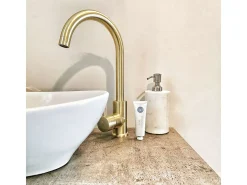 Kiwo mezclador para fregadero oro cepillado Essebagno