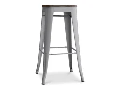Kontoir Taburete de 76 cm de acero blanco brillante con asiento de pino macizo oscuro-Color Amarillo