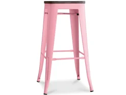 Kontoir Taburete de 76 cm de acero blanco brillante con asiento de pino macizo oscuro-Color Gris claro