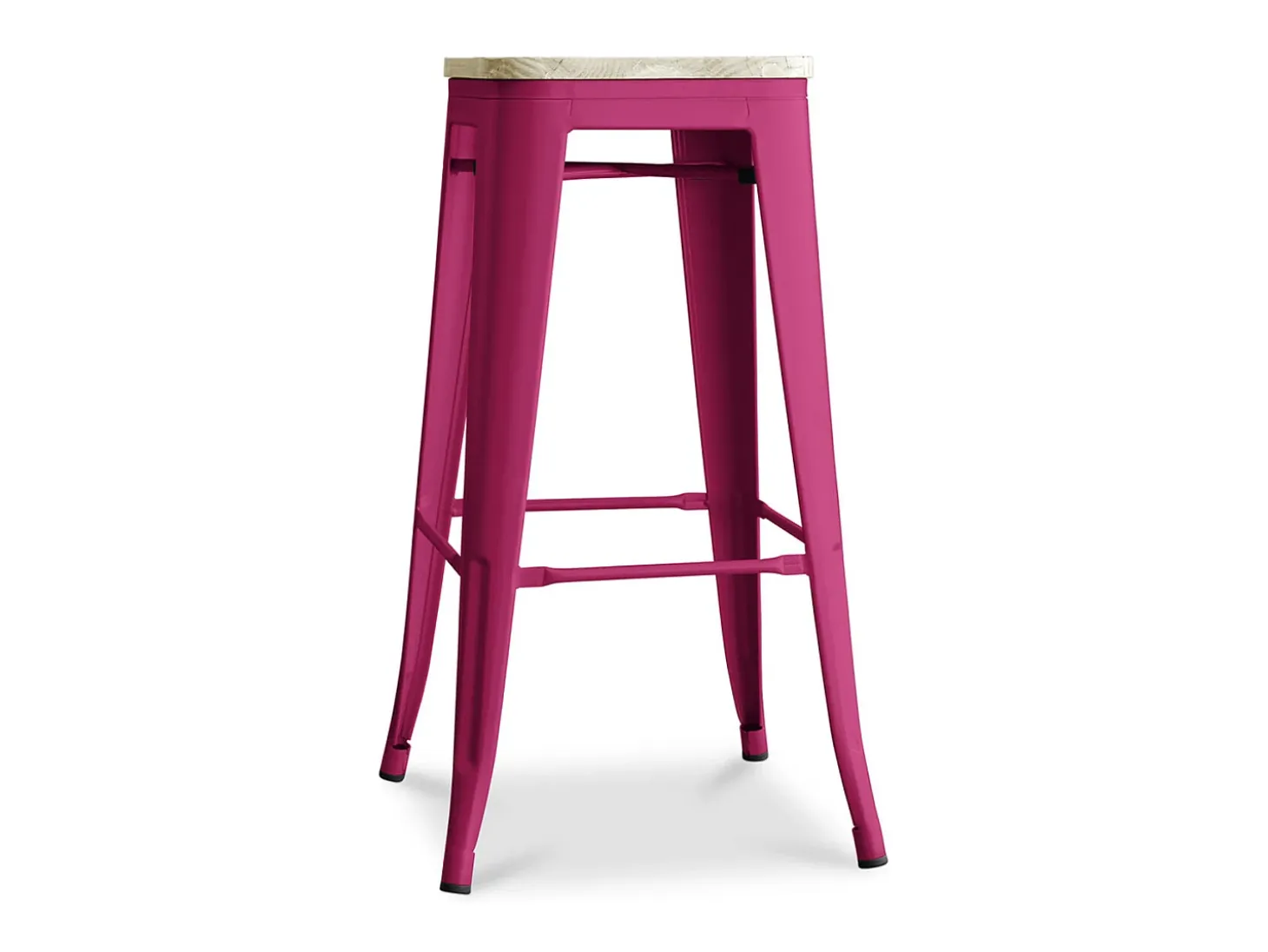 Kontoir Taburete de 76 cm de acero negro mate con asiento de pino macizo de color claro-Color Verde claro