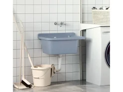 Lavabo de pared, gris, 60x40x28 cm, resina