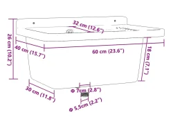 Lavabo de pared, gris, 60x40x28 cm, resina