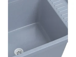 Lavabo de pared, gris, 60x40x28 cm, resina